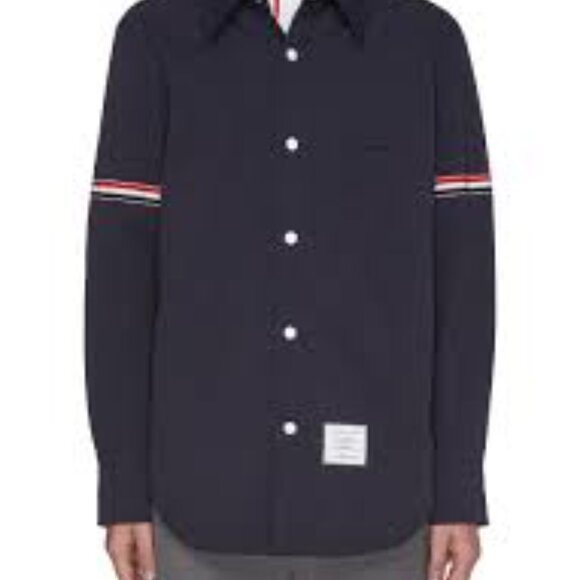 Thom Browne Nylon Armband Shirt Jacket Navy Size XL 4 Snap Front Japan